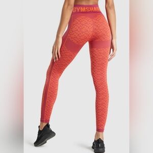 Gymshark Women's WTFlex Seamless High-Waist Leggings Chevron Pink And Orange Med